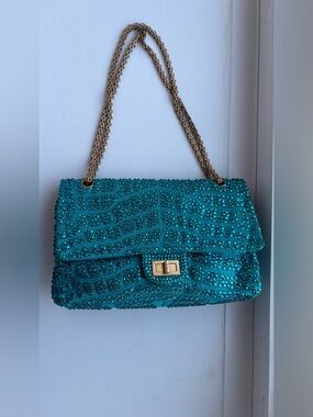 Chanel Classic Jumbo Double Flap Shoulder/Crossbody Bag- Rhinestone embellished